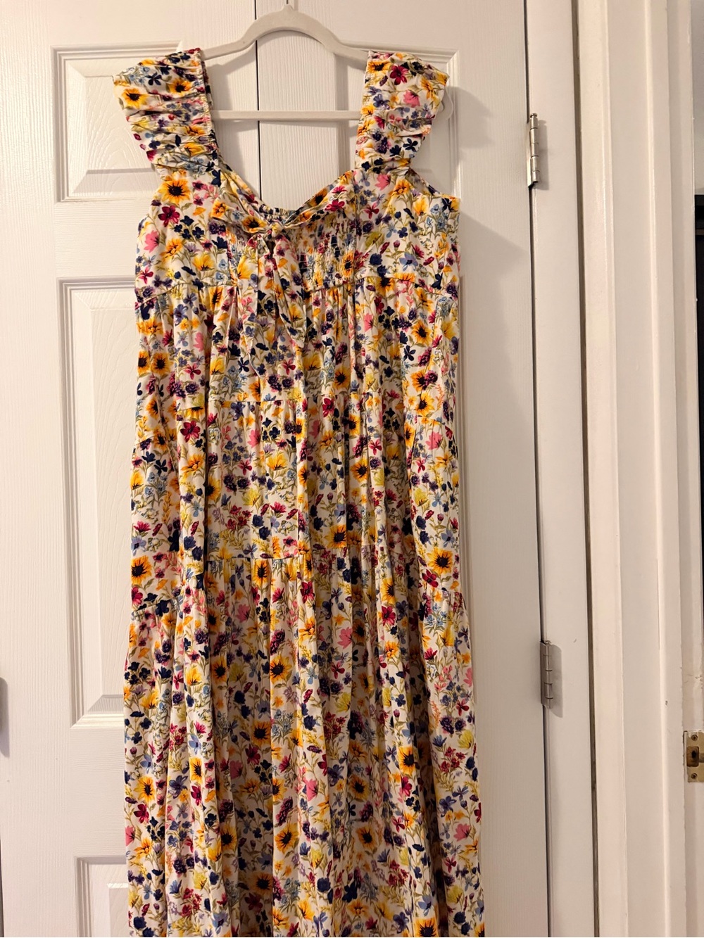 Old Navy Floral Ruffle-Sleeve Women’s maxi dress Yellow & Pink Floral - Picture 3 of 6